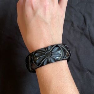 Hand carved black bangle bracelet
